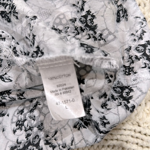 Ellos Black and White Floral Tunic size large - Picture 6 of 8